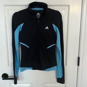 Adidas Women’s Black Teal Full Zip Track Jacket Athletic Activewear Size S